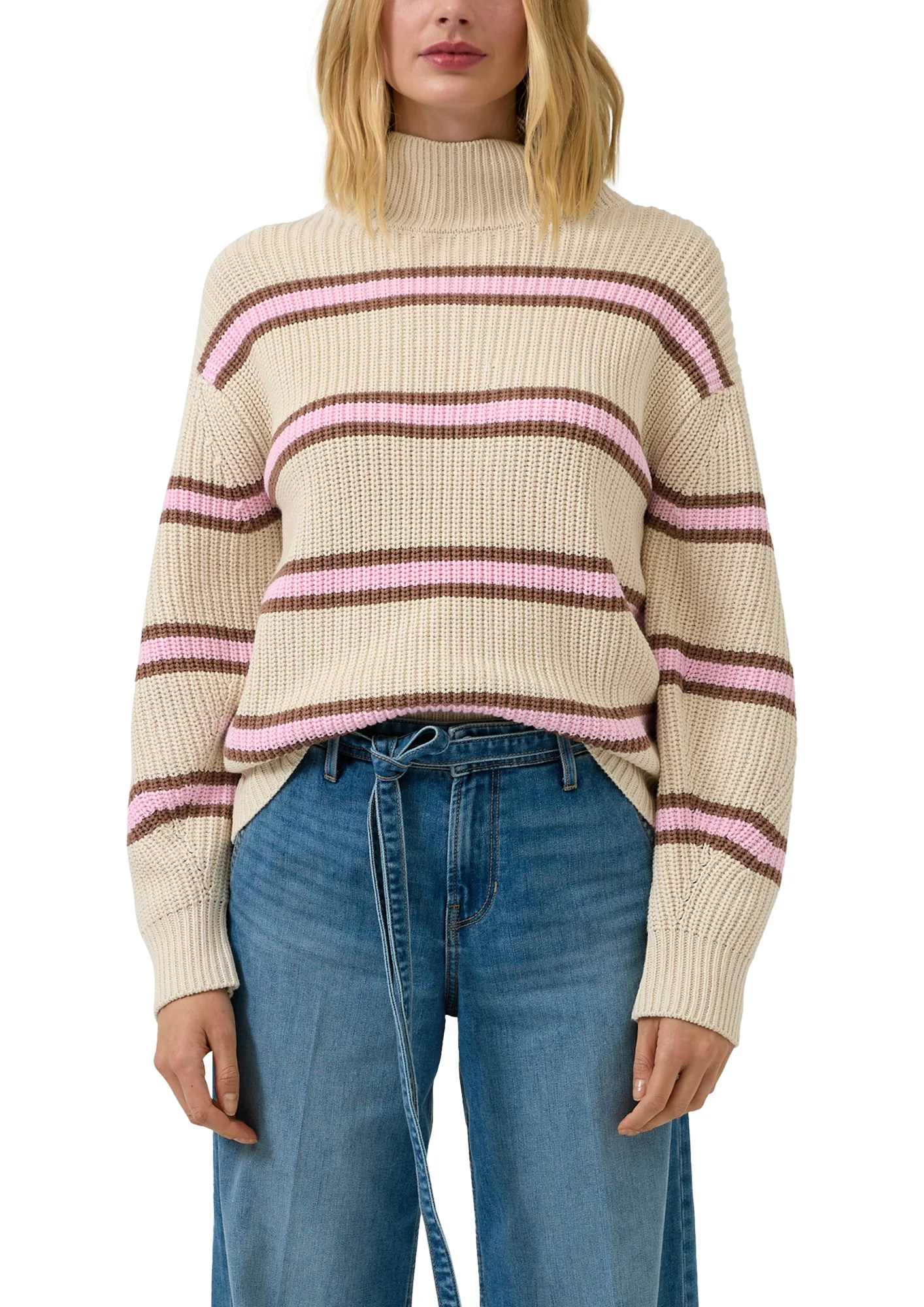 Gestreifter Grobstrickpullover - Image 2