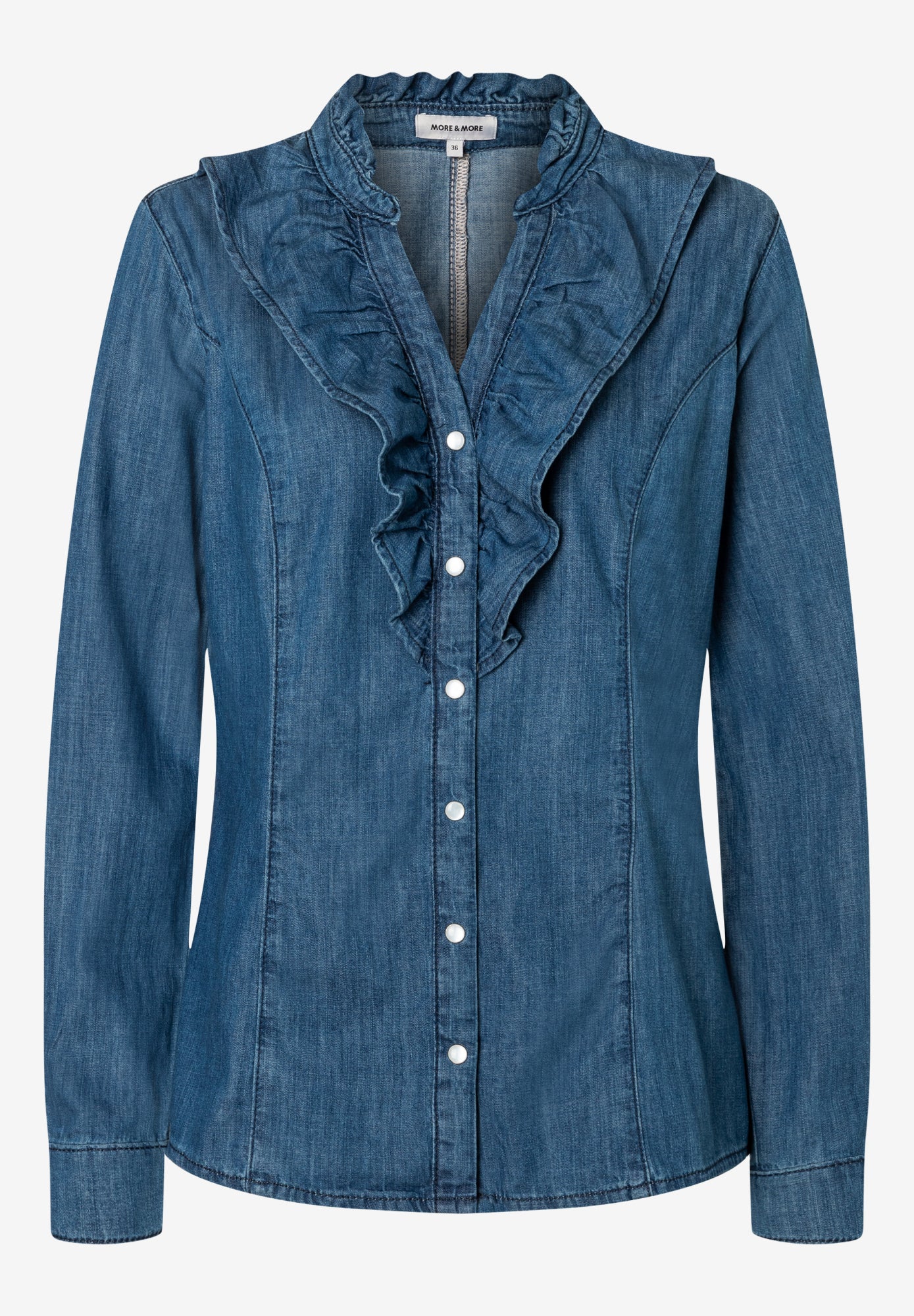 Jeansbluse mit Rüsche - Image 2