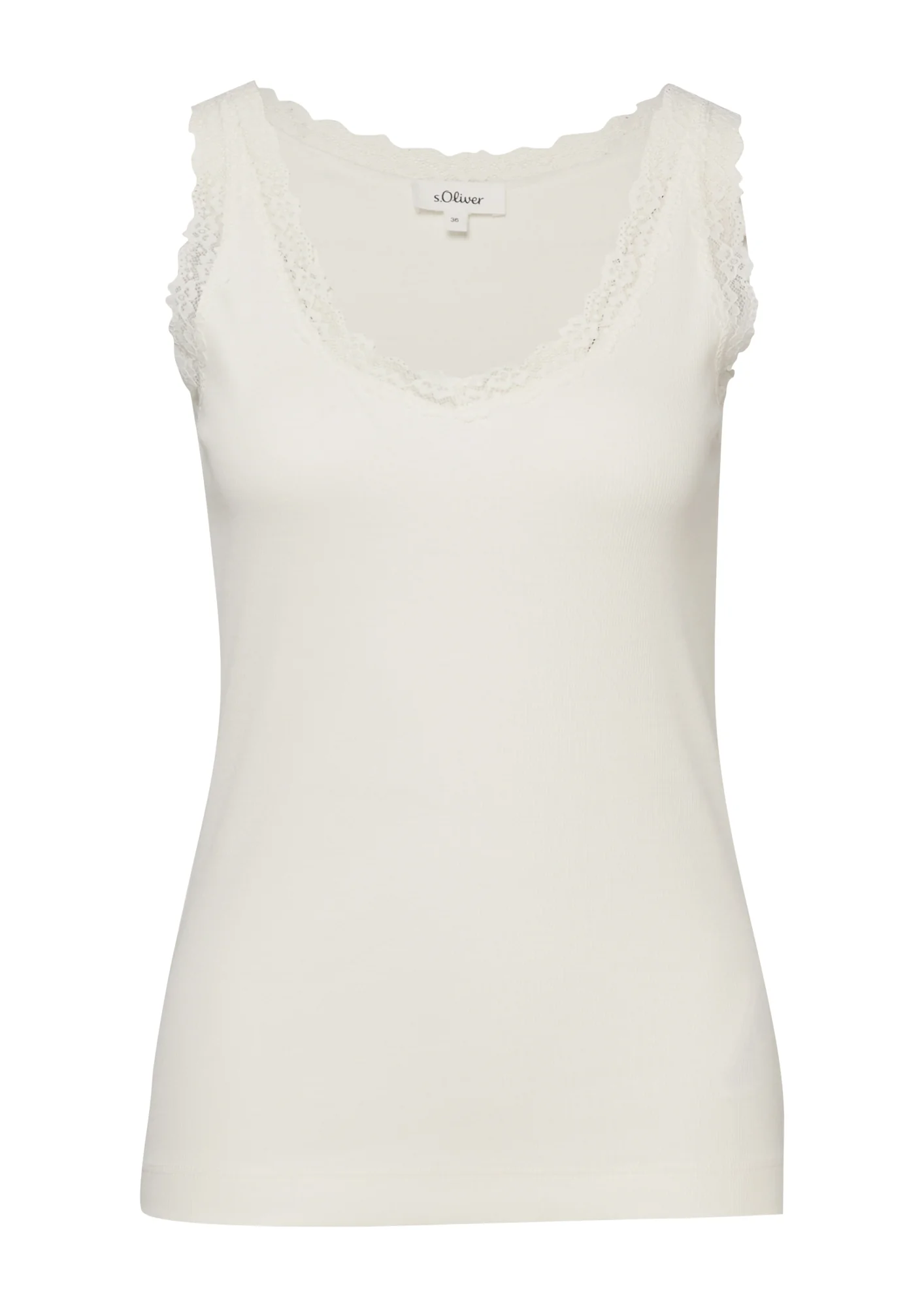 Geripptes Tanktop mit Spitze