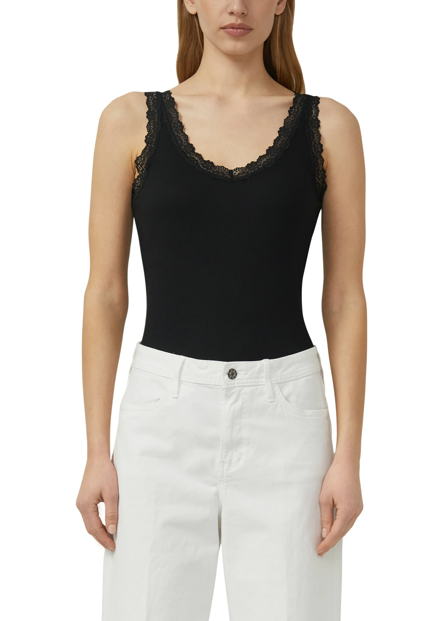Geripptes Tanktop mit Spitze - Image 4