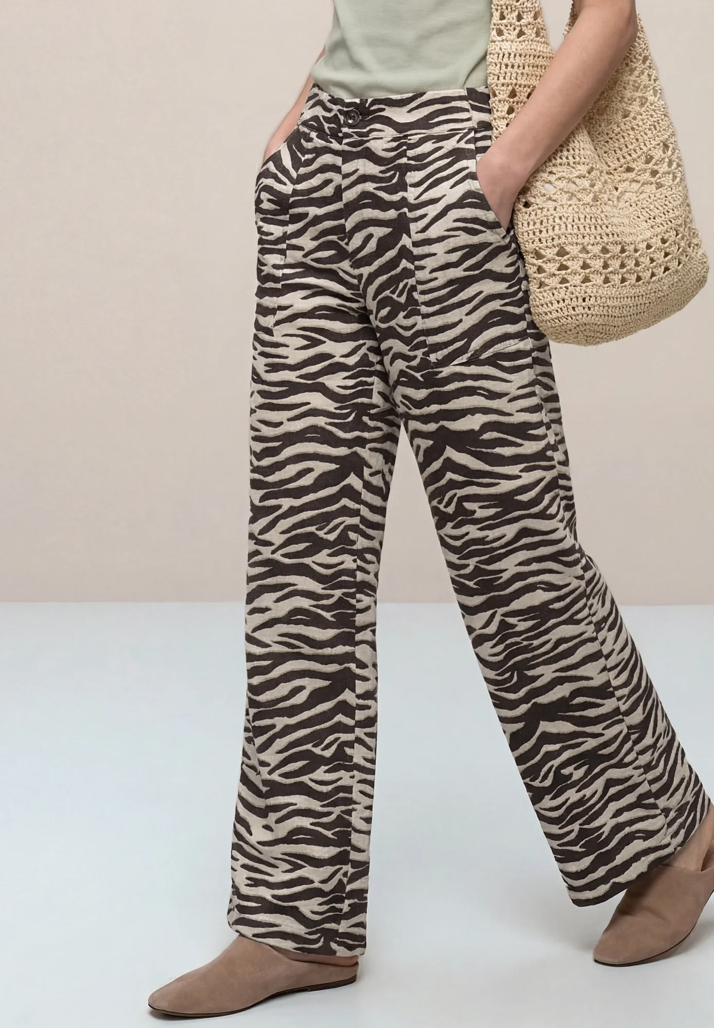 Wide Leg Hose im Loose Fit mit Animal Print - Image 2