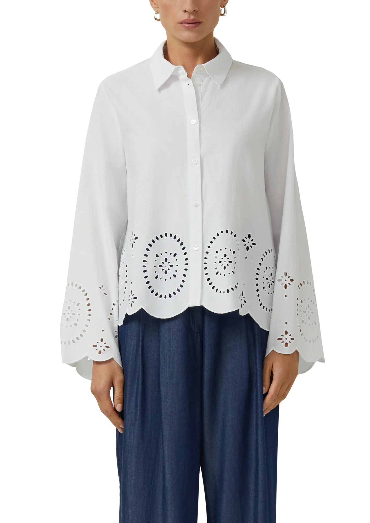 Popeline-Bluse mit Lochstickerei - Image 2