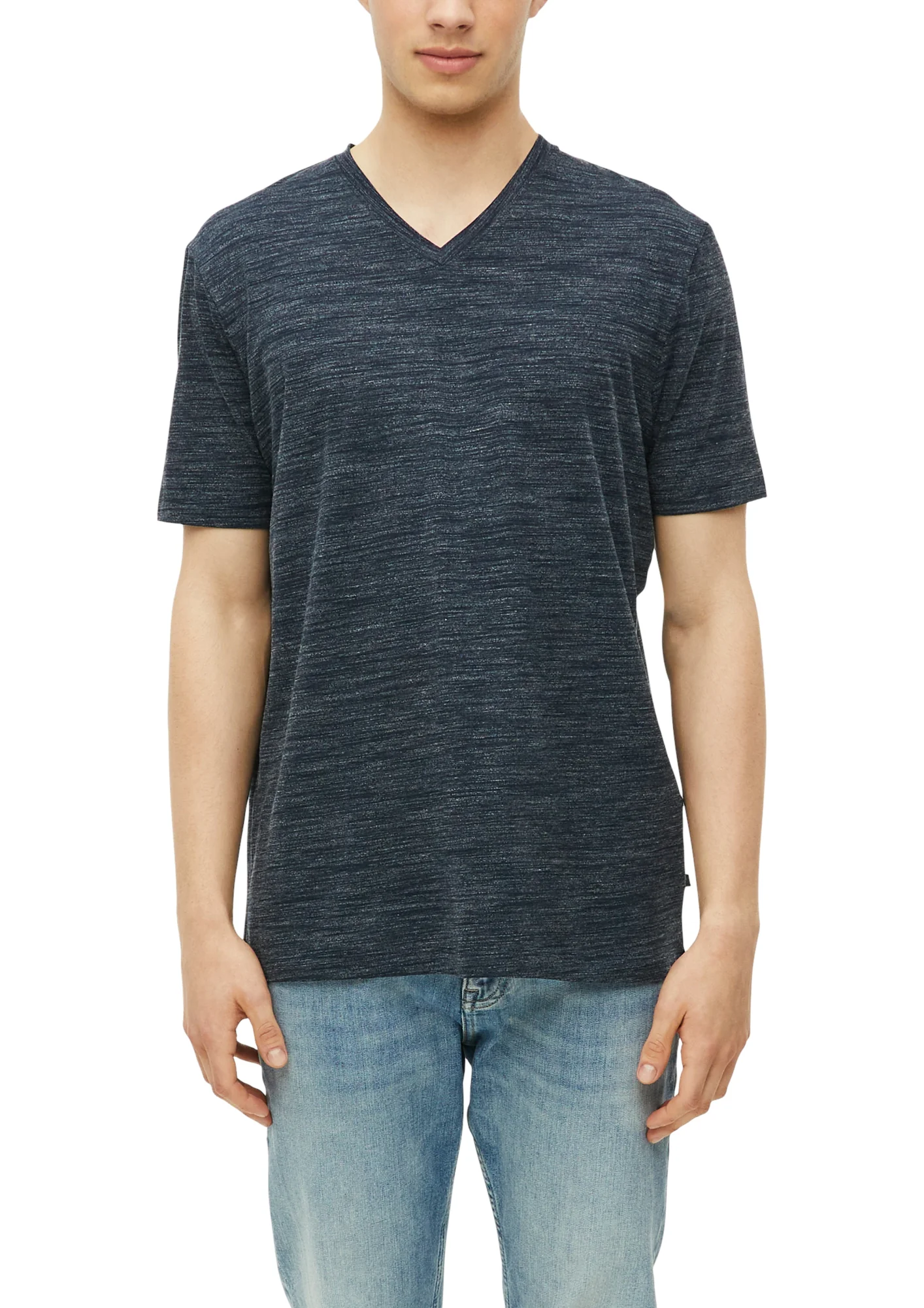 Meliertes T-Shirt mit V-Ausschnitt