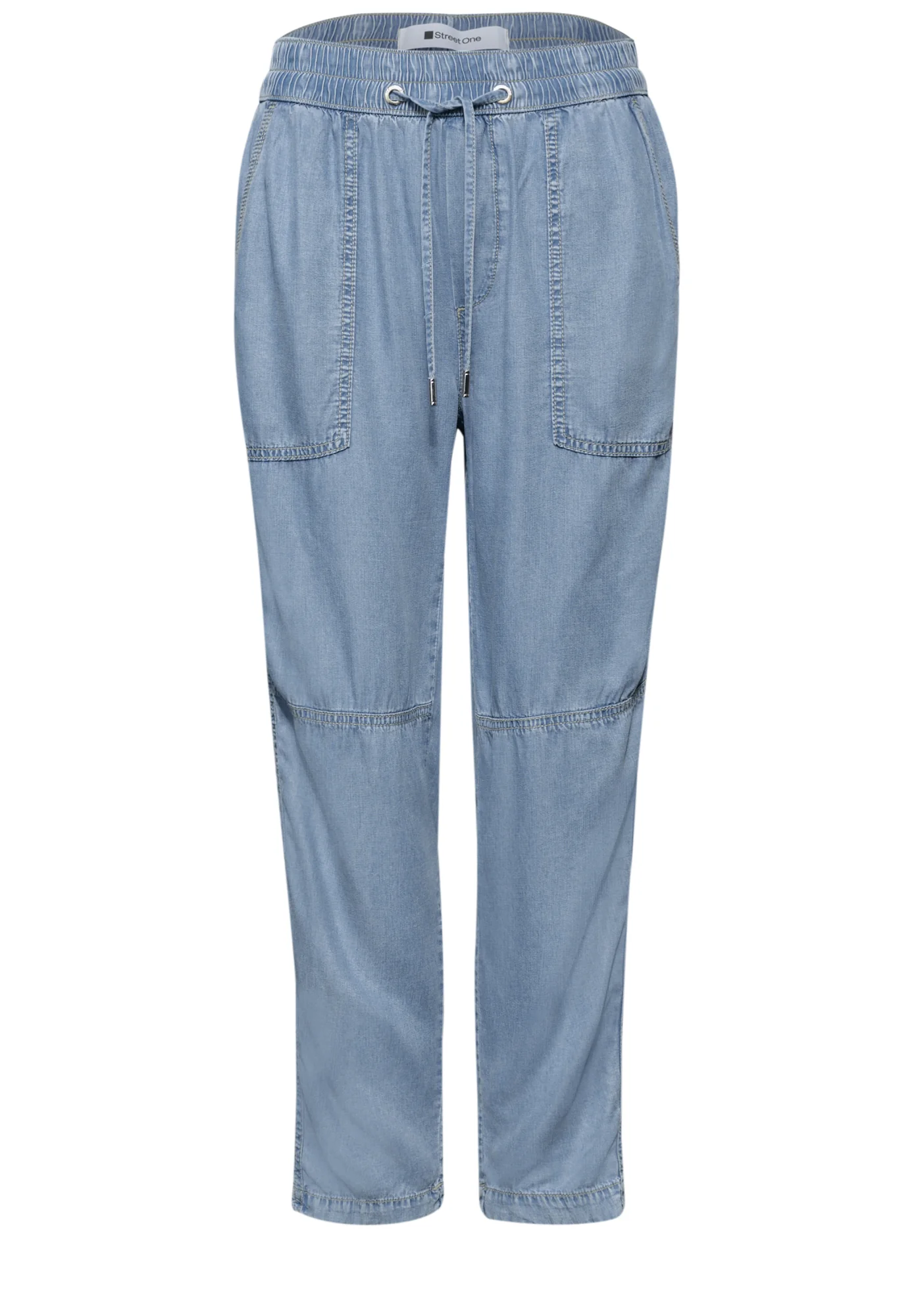 Mid Waist Slim Leg Hose im Washed-Look