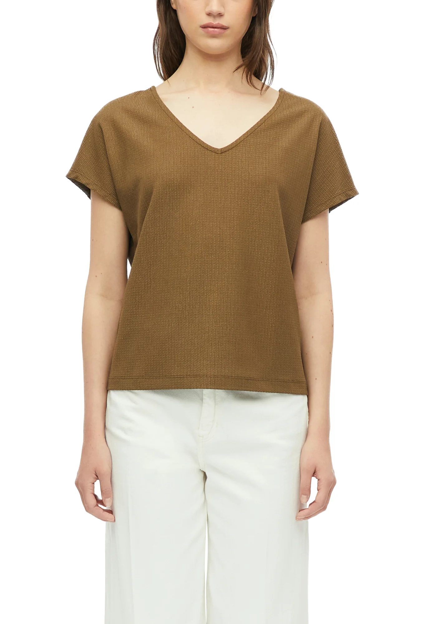 Strukturiertes V-Neck-T-Shirt - Image 4