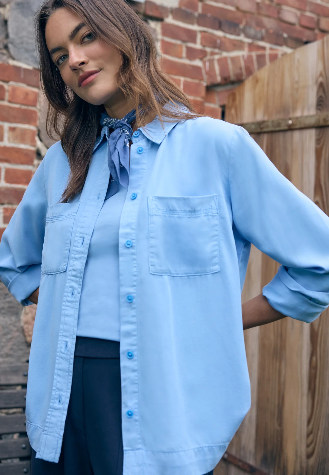 Hemdbluse in Unifarbe