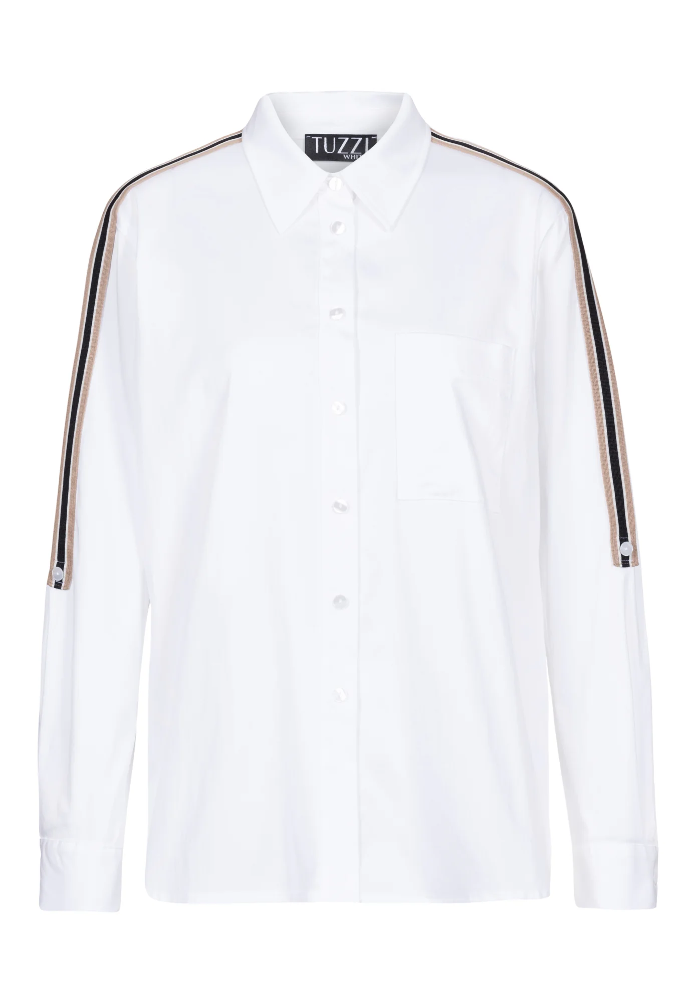 Bluse mit Streifenbesatz