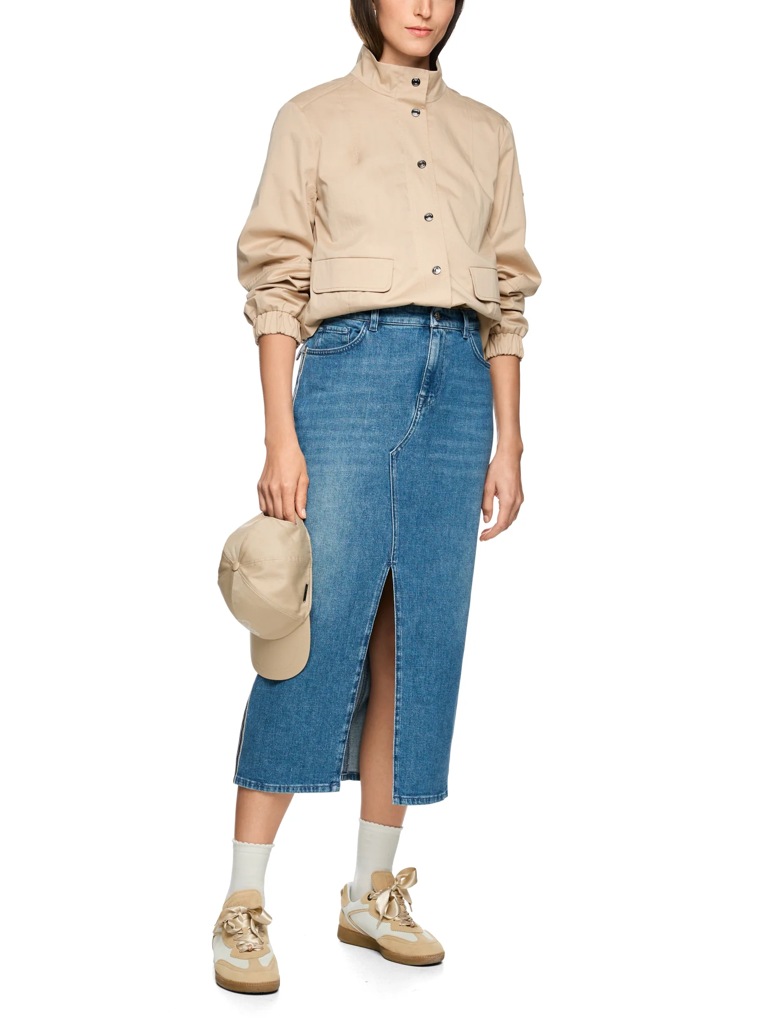 Denim-Midirock mit Seitenstreifen - Image 2