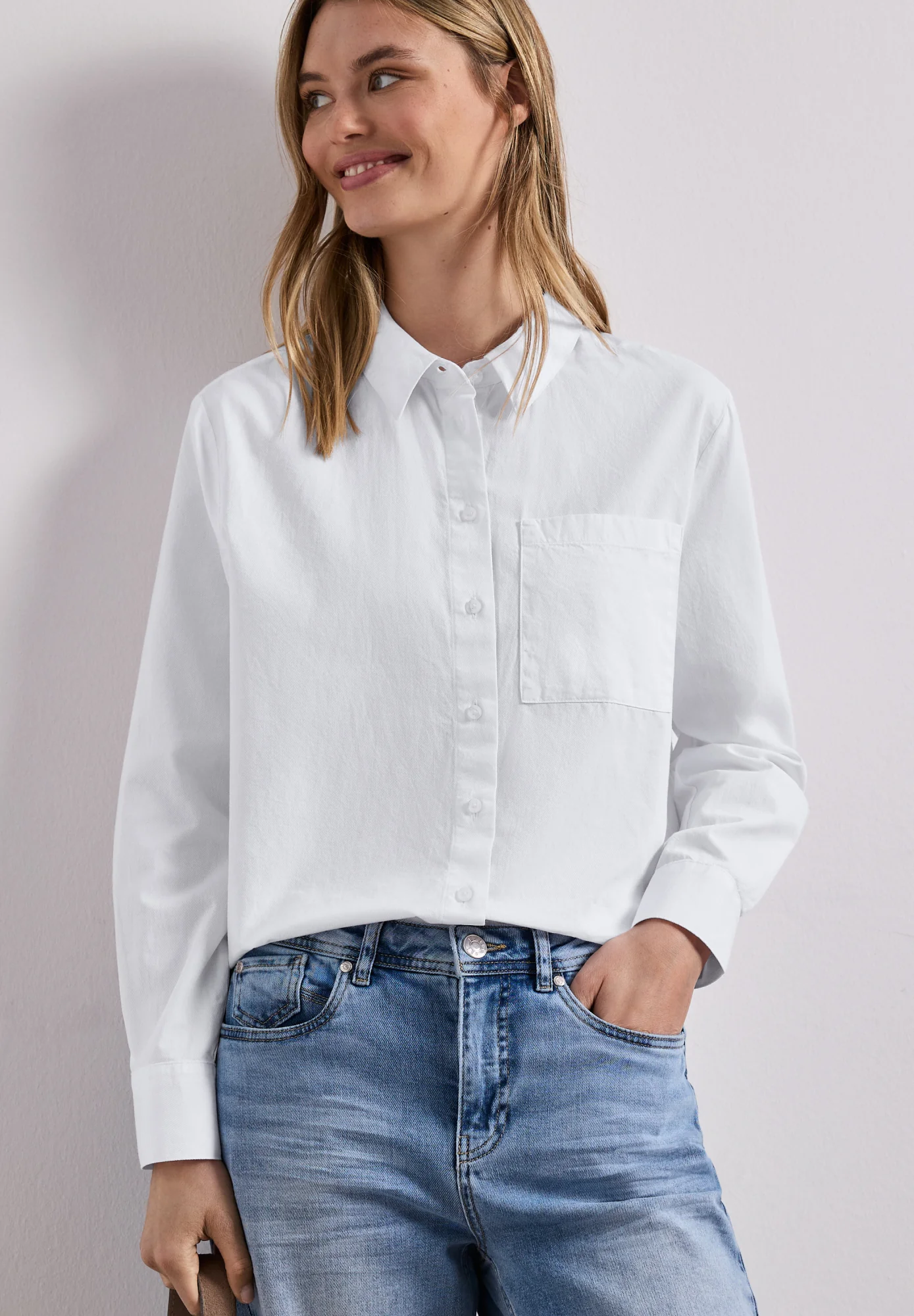 Langarm Bluse mit Hemdkragen aus Twill - Image 5