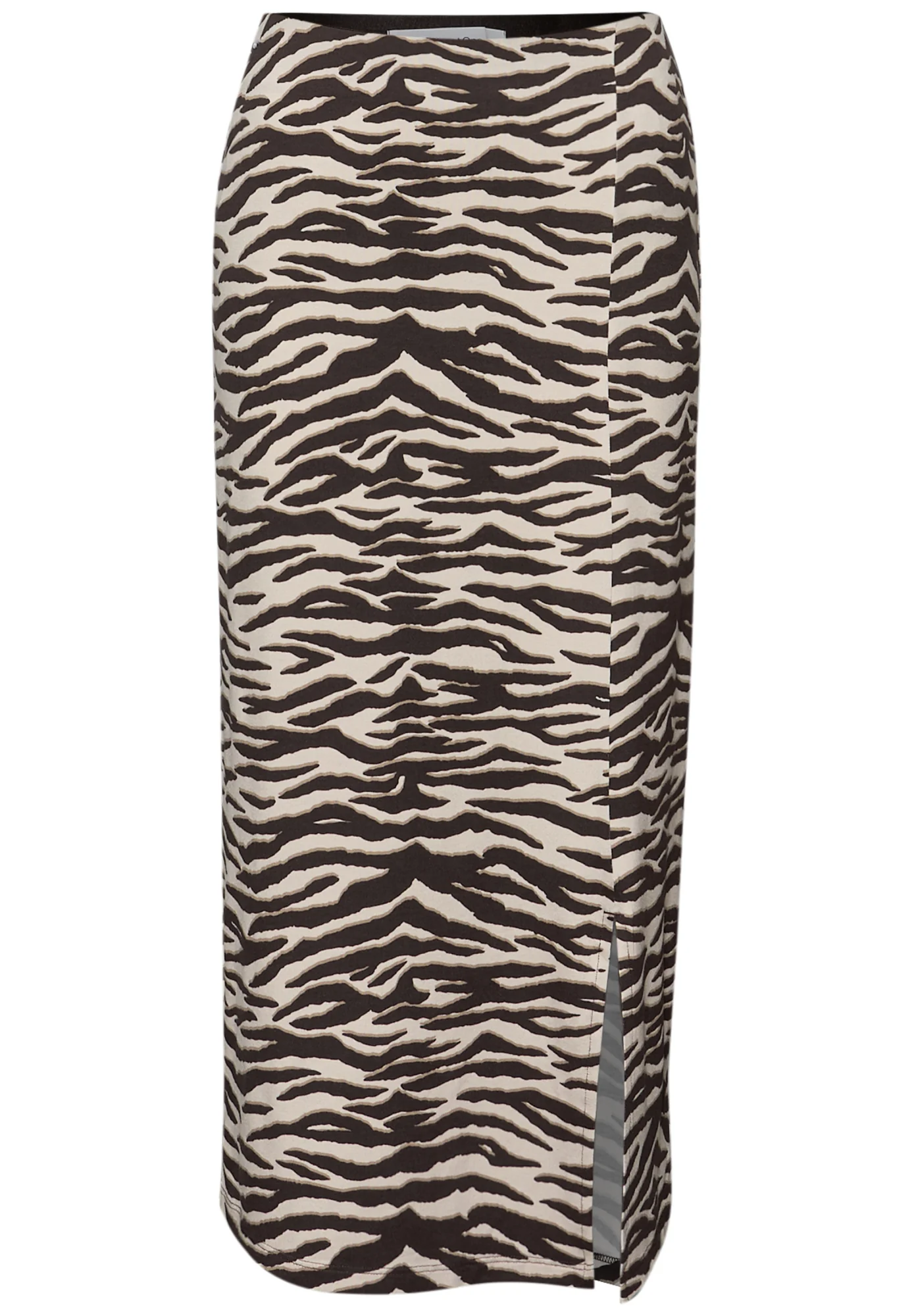 Midi-Rock mit Schlitz und Animal Print
