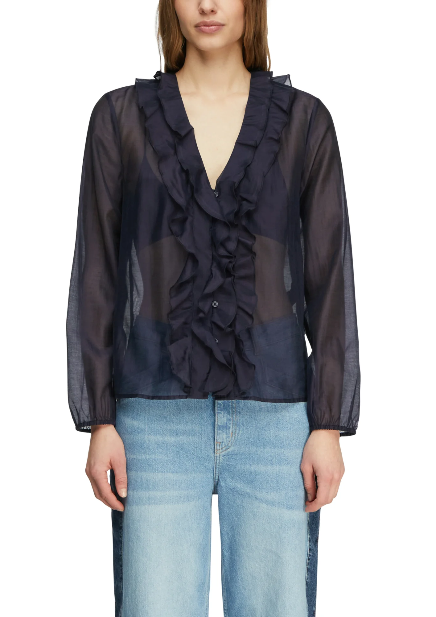 Lyocell-Bluse mit Volants