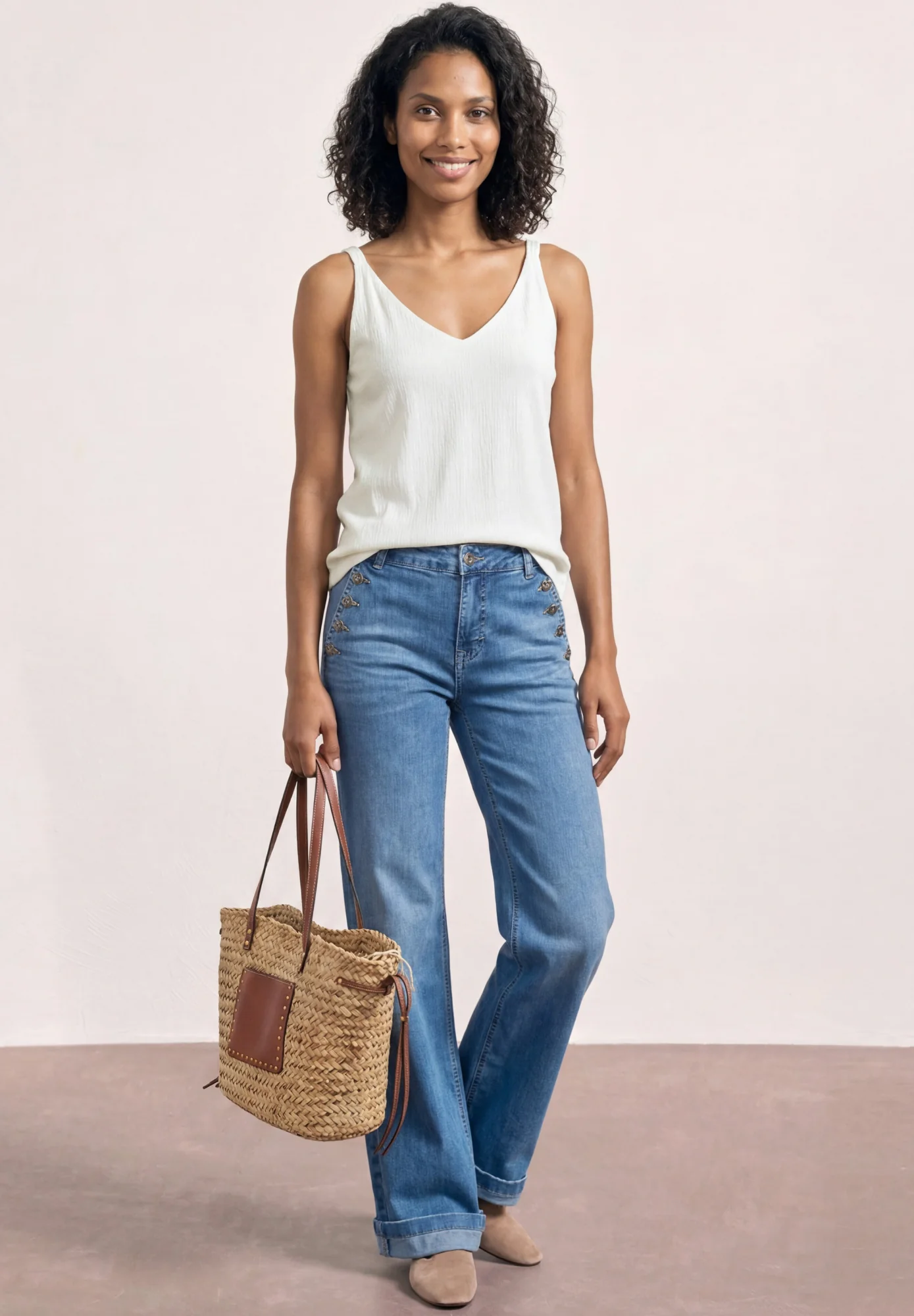 Top mit V-Neck und Strukturmix - Image 3