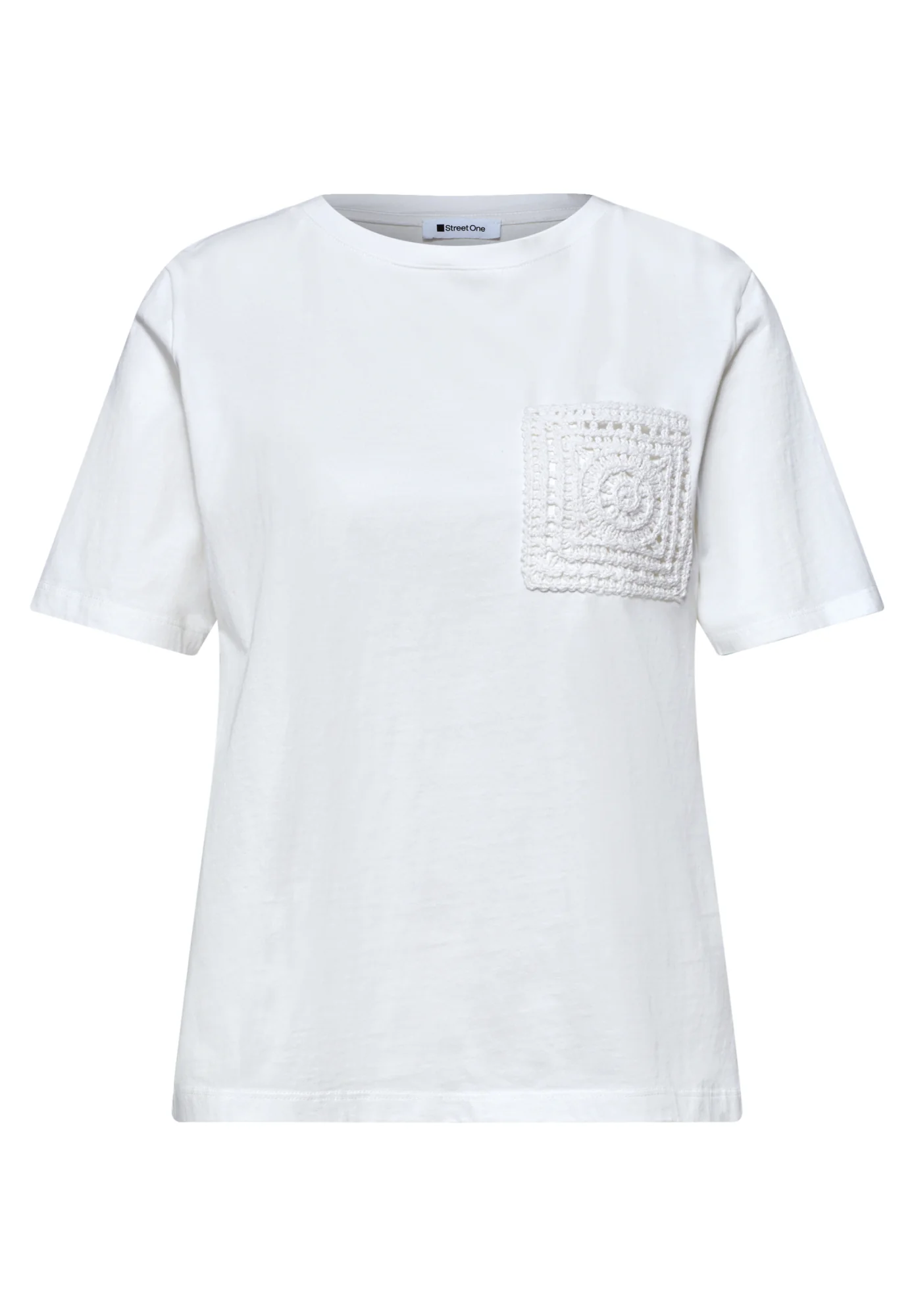 T-Shirt mit Rundhals und Crochet-Tasche