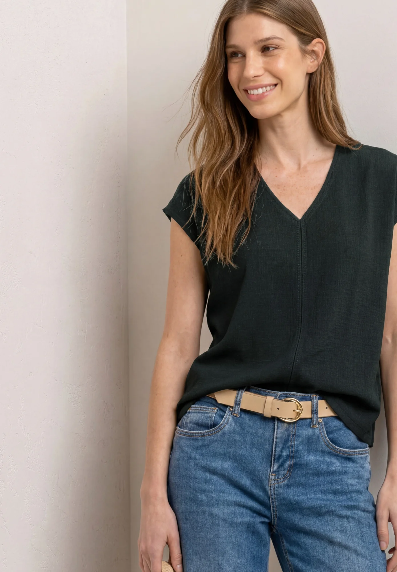 T-Shirt mit Strukturmix und Tape - Image 4