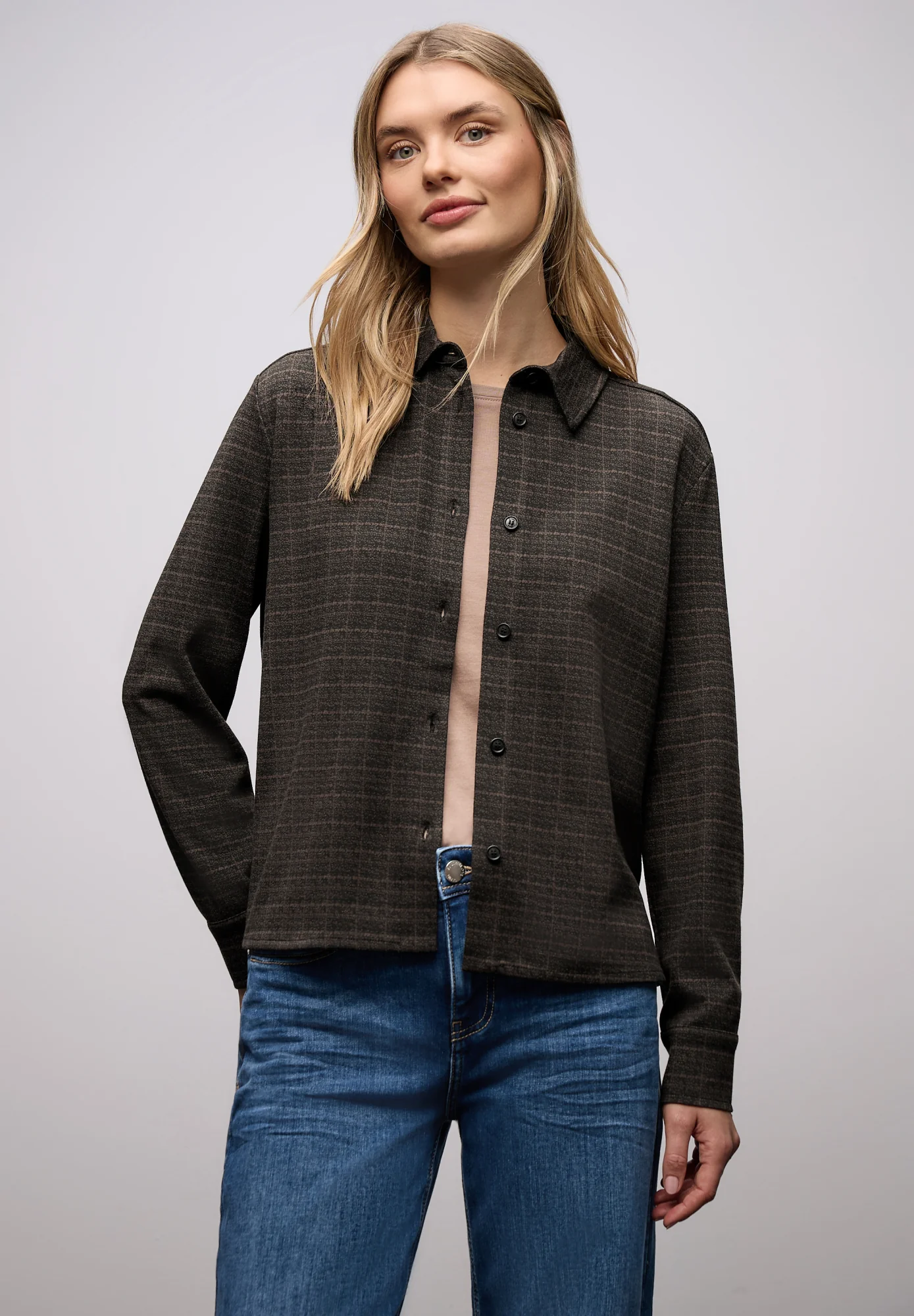 Karierte Jacquard Hemdbluse