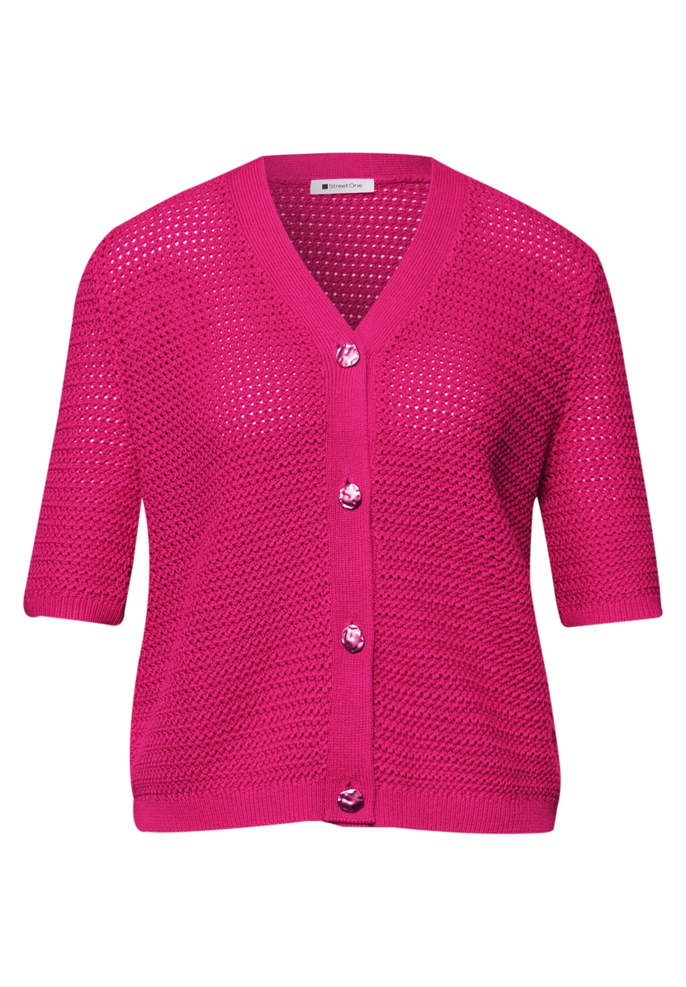 Kurzarm Cardigan mit V-Neck und Struktur - Image 2